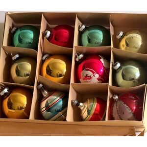 Vintage Christmas Ornaments 10 cent caps Shiny Brite Mercury Glass Santa USA